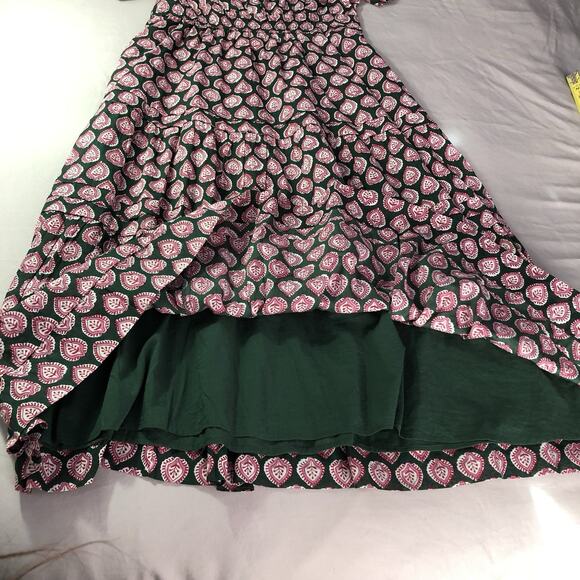 Citrus by Called to Surf Floral Maxi Dress Size M Green/Pink Cinched Waist Boho - Picture 7 of 11